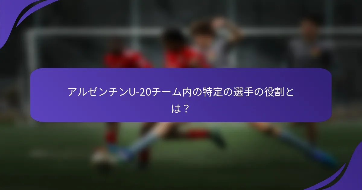 アルゼンチンU-20チーム内の特定の選手の役割とは？